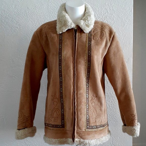 Coldwater Creek Jackets & Blazers - COLDWATER CREEK Suede Lamb's Wool Coat Size M